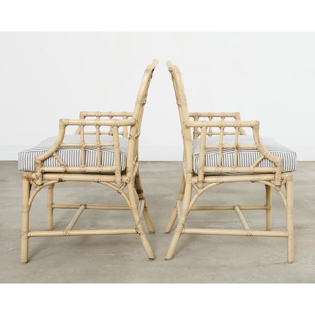 Beige Set of Six McGuire Rattan Cathedral Back Rattan Dining Chairs For Sale - Image 8 of 18