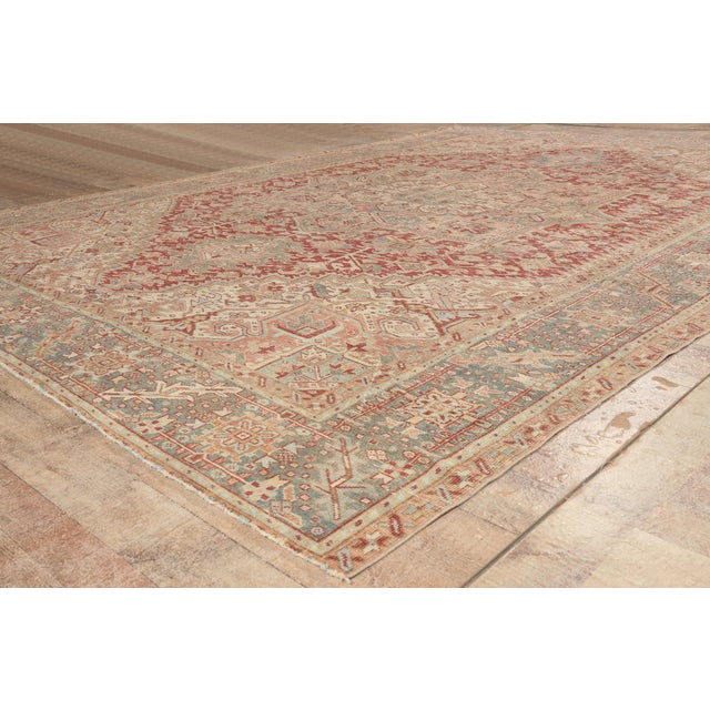 Red Antique Persian Heriz Rug, 09'04 X 13'00 For Sale - Image 8 of 10