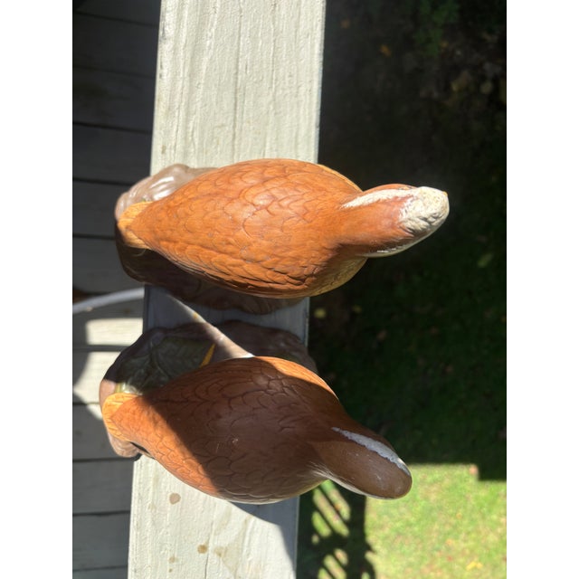 Brown Pair of Glazed Ceramic Bobwhite Quail For Sale - Image 8 of 12