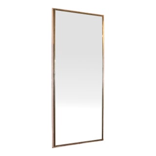 1920s Nickel Plated Brass Silvered Full Length Mirror Door For Sale