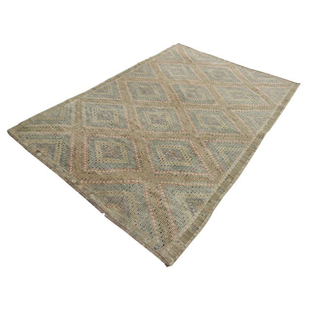 1960s Vintage Cotton Embroidered Kilim Rug- 6′2″ × 8′9″ For Sale - Image 4 of 7