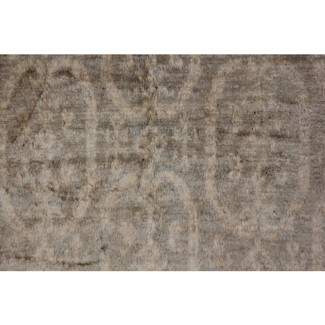 Traditional Hand Knotted Borderless Ikat Design Rug- 6′ × 9′ For Sale - Image 3 of 5
