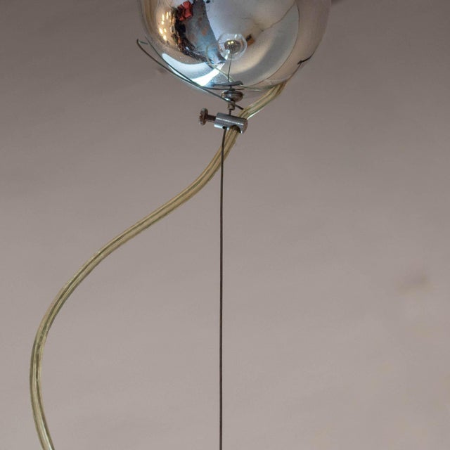 1980s Italian Modern Space Age Glass and Silver Metal Pendant Light from Artemide, 1980s For Sale - Image 5 of 12