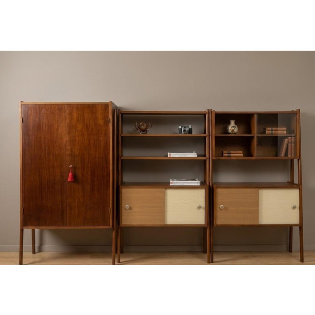 Mid-Century, Hungarian Wall Shelf System by Fa- Fém és Építőipari KTSZ / 3 st 84x143x40/2 80x147x47 This piece has an...