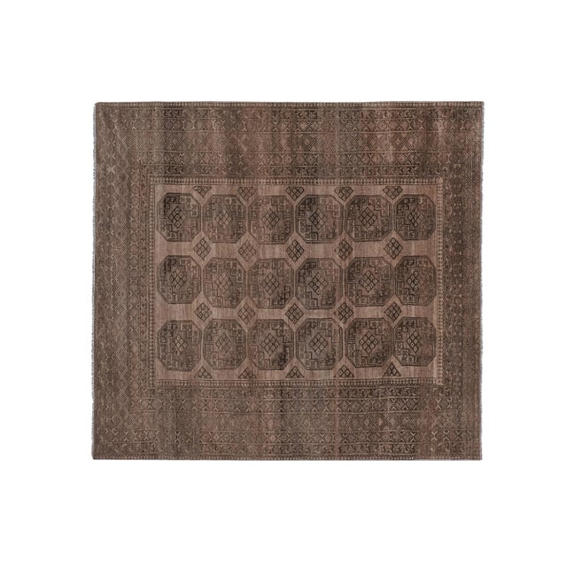 Handknotted Tribal Afghan Turkomen Ersari Village Rug with all over Bukhara Design 8'5'' X 9'4'' 101.2'' x 111.8'' / 257 x...