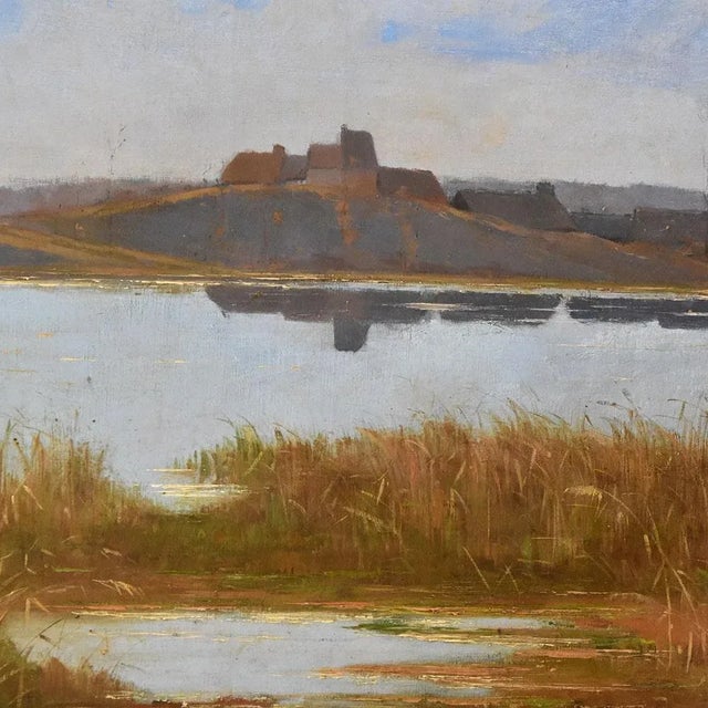 Louis-René Boulanger, River Landscape with Village, 19th Century, Oil on Canvas, Framed For Sale - Image 7 of 11