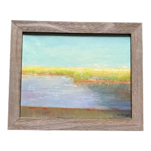 Contemporary Original Abstract Landscape Painting by Stephen Heigh “Back Bay” Framed