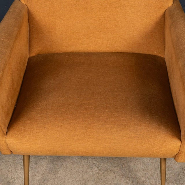 Vintage Italian Lounge Chairs in Ochre Velvet, 1960, Set of 2 For Sale - Image 11 of 18