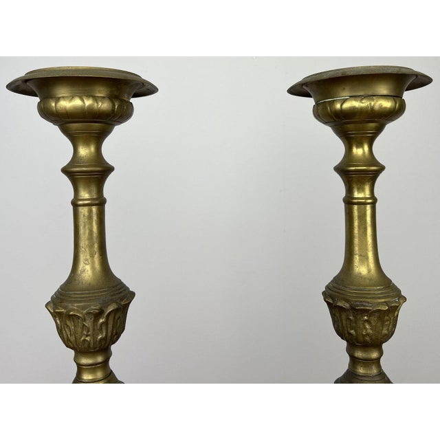 Vintage Brass Ornate Decorative Candleholders, Set of 2 For Sale - Image 6 of 18