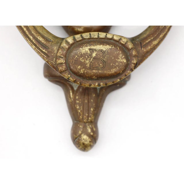 Traditional Mid 20th Century Traditional Bronze B Monogrammed Door Knocker For Sale - Image 3 of 7