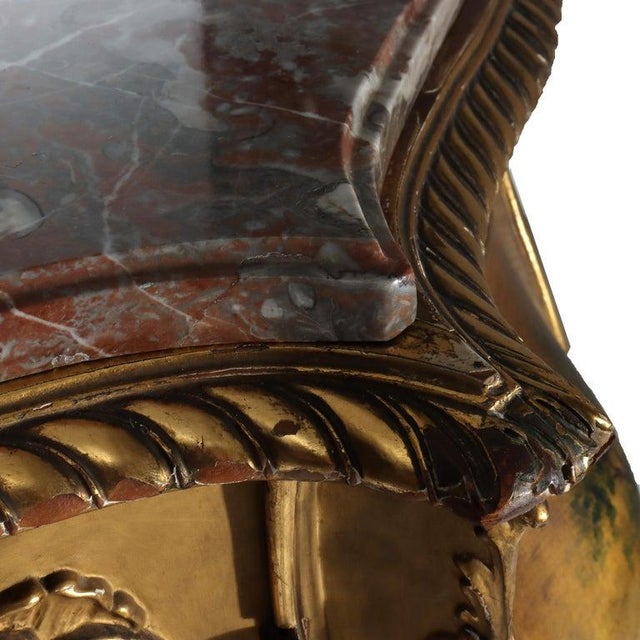Antique Gilt & Vernis Martin Painted Marble Top Bombay Commode 19thC For Sale - Image 9 of 12