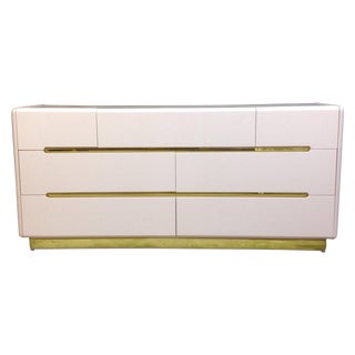 Lane Vintage Pink Blush & Brass Dresser For Sale