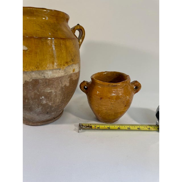 A truly rare find petite 5" high French Glazed Confit Pot or Jar from France, circa 1890s. This baby earthenware pot...