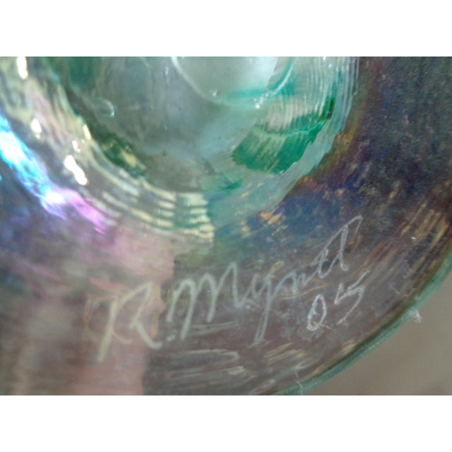 Iridescent Art Glass Vase, Signed For Sale - Image 4 of 5