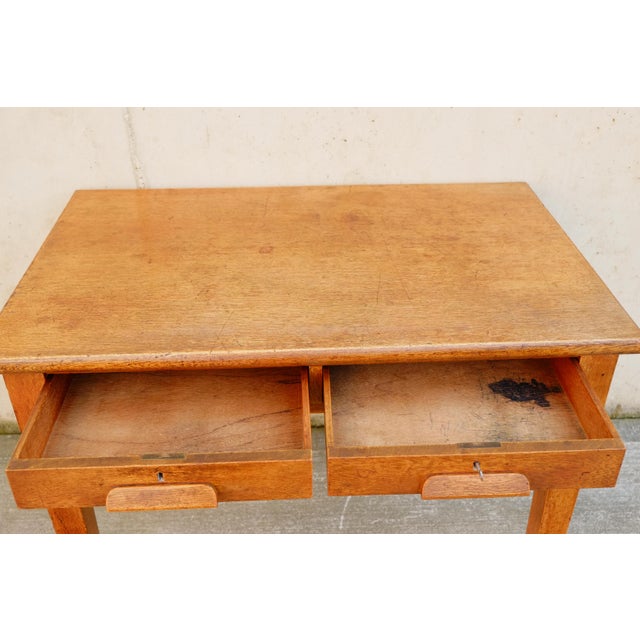 English Edwardian Oak Desk, 1930s For Sale - Image 12 of 13