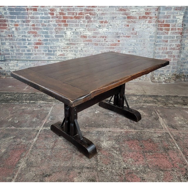 Monterey Furniture Monterey 1930s Spanish Revival Dining Trestle Table For Sale - Image 4 of 11