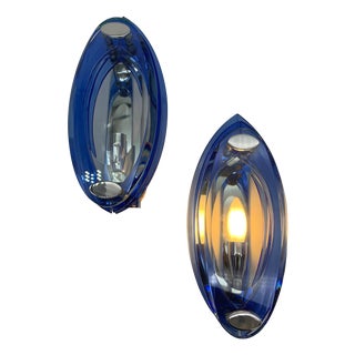Glass Wall Lamps by Veca, Italy, 1970s, Set of 2 For Sale