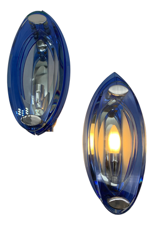Glass Wall Lamps by Veca, Italy, 1970s, Set of 2