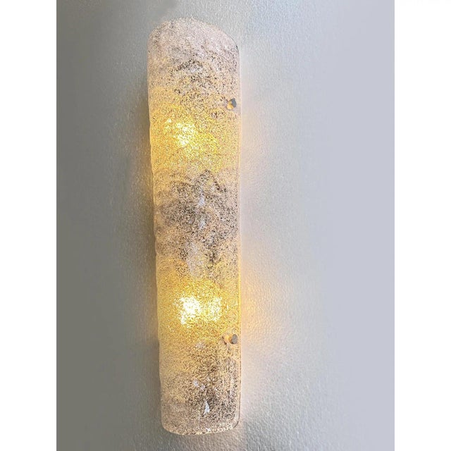 Italian Hammered Transparent Graniglia Murano Glass Wall Sconces by Simoeng, Set of 2 For Sale - Image 4 of 6