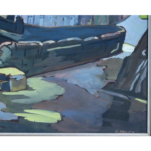 Kitty Wilmer O'Brien (1910-1982) Village Scene with Bridge 19 1/2" x 24 1/2" gouache, signed lower right 23" x 28" with frame