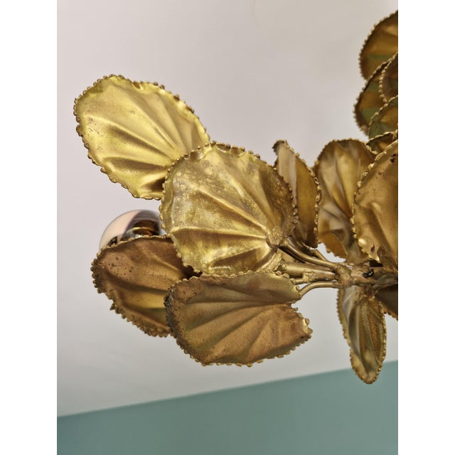Large Brutalist Brass Chandelier with Floral Decoration, 1970s For Sale - Image 14 of 18