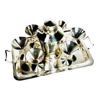 Old English Silver-Plated Cocktail Set, Circa 1940 For Sale