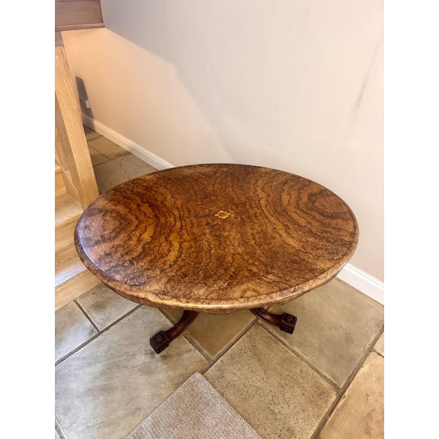 Mid 19th Century Antique Victorian Burr Walnut Table, 1860 For Sale - Image 5 of 8
