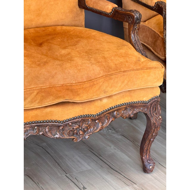 Mid 19th Century Pair of Oversized 19th Century French Louis XV Style Armchairs For Sale - Image 5 of 13