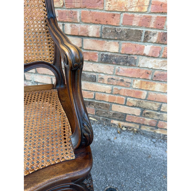 Pair of Antique French Cane Arm Chairs For Sale - Image 10 of 13