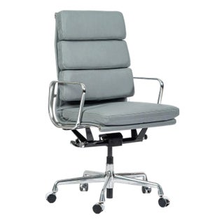 Herman Miller Eames Tall Gray Leather Office Chair Soft Pad For Sale