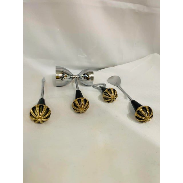 Wood Swank Mid-Century Crown Bar Set in Original Box - Set of 4 For Sale - Image 7 of 11