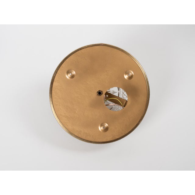 Metal 1960s Brass & Pressed Glass Flush Mount Fixture For Sale - Image 7 of 10