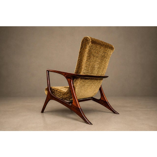 Mid-Century Modern Vladimir Kagan Lounge Chair in Brazilian Rosewood & Velvet, Brazil, 1958 For Sale - Image 3 of 18