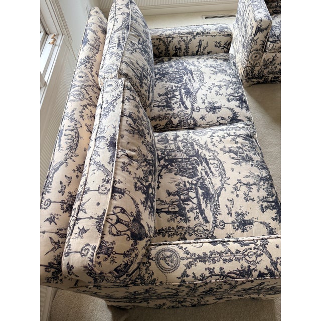 Textile Toile Loveseat For Sale - Image 7 of 8