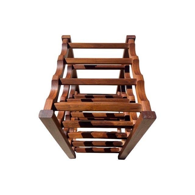 Mid-Century Modern Vintage Mid Century Modern Solid Walnut Wine Rack 15 Bottle For Sale - Image 3 of 8
