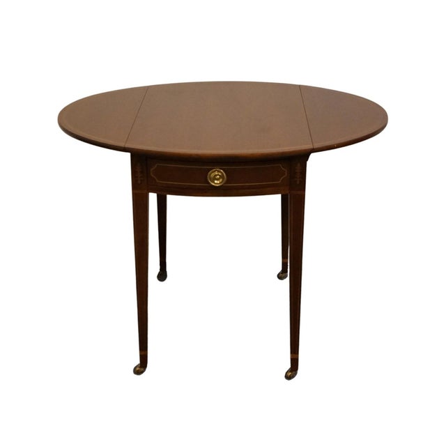 Baker Furniture Historic Charleston Collection Banded Mahogany Traditional Style 38" Drop Leaf Pembroke Accent End Table For Sale - Image 11 of 18