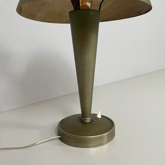 Art Deco Italian Round Brass and Glass Table Lamp, 1930s For Sale - Image 16 of 18