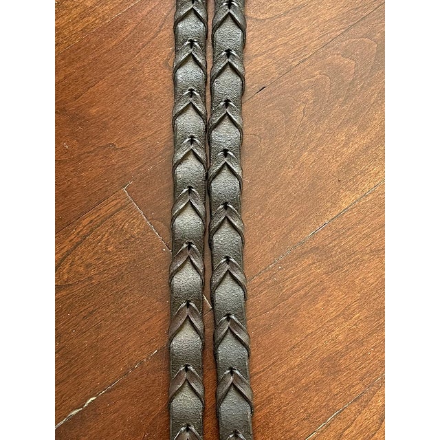 Gucci Vintage English Leather Laced Braided Snaffle Horse Reins For Sale - Image 4 of 17