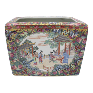 Large Antique Chinese Famille Rose Ceramic Planter
