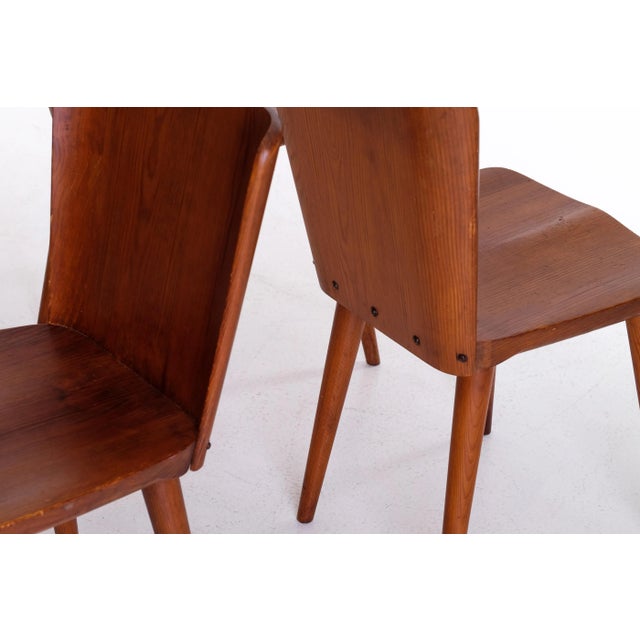 Brown Swedish Pine Chairs by Göran Malmvall, 1960s, Set of 4 For Sale - Image 8 of 9