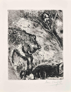 Marc Chagall, The Bear and the Two Companions (Etching by Marc Chagall, 1952), 1950s, Etching