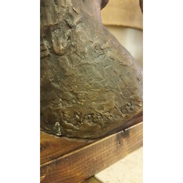 Wood 1968 Signed Bronze Mother & Child Sculpture For Sale - Image 7 of 8