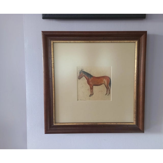 Paint #1960s Watercolor Horse Painting, Framed For Sale - Image 7 of 9