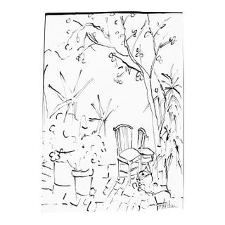 "California Garden" Ink Drawing by Martha Holden For Sale