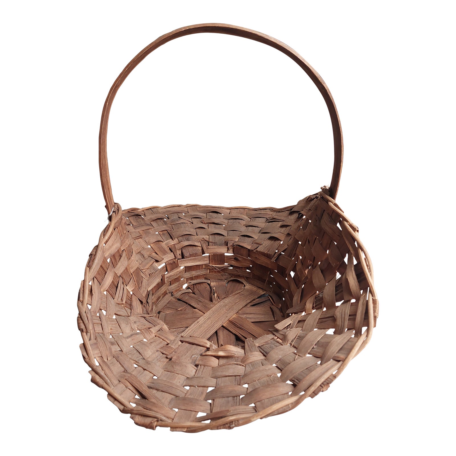 Early 20th Century Hand Made Rush Flower Gathering Basket Chairish