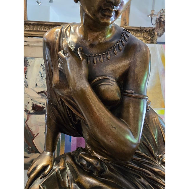 Antique Grand Palace Signed Bronze Clock Set For Sale - Image 16 of 18