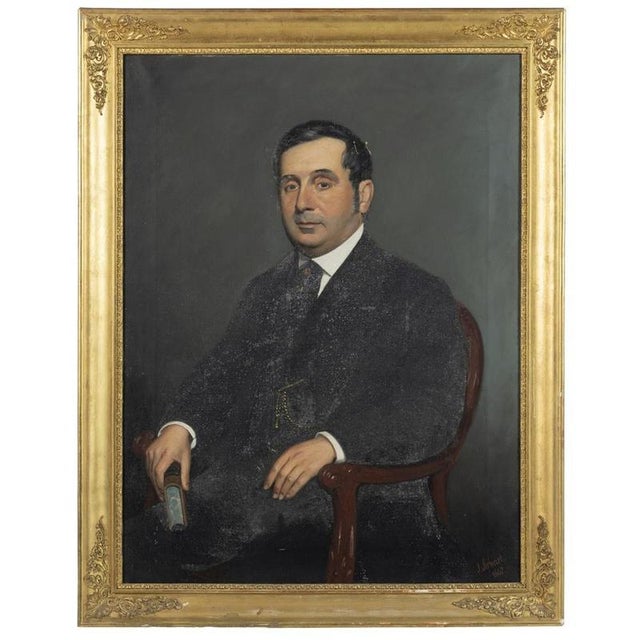 J. Stewart, Portrait of a Gentleman, Oil on Canvas For Sale - Image 6 of 6