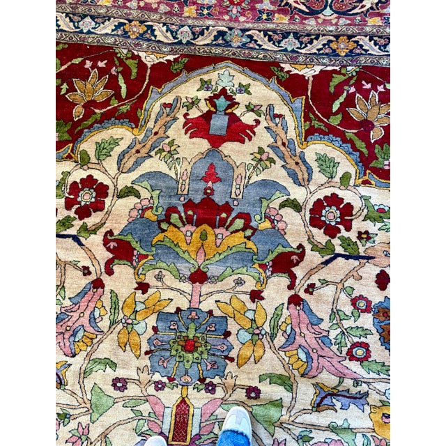 Oversized Hand Knotted Wool Agra Ivory Lavender Red Medallion Rug 24' X 17' For Sale In New York - Image 6 of 9