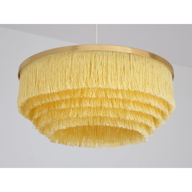 T-603 Fringe Pendant Light in Brass and Silk by Hans-Agne Jakobsson for Hans-Agne Jakobsson AB Markaryd, Sweden, 1960s For Sale - Image 12 of 13