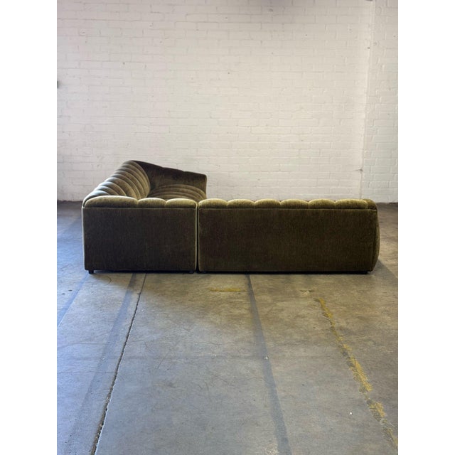 Low Profile Channel Sectional in Green- Floor Model For Sale - Image 10 of 12